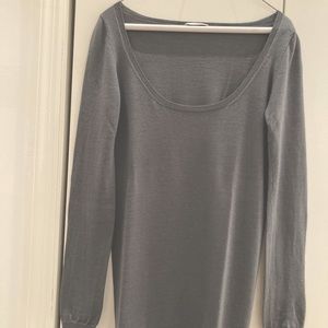 NWOT—Prada Steel blue boat neck superfine merino wool tunic sweater